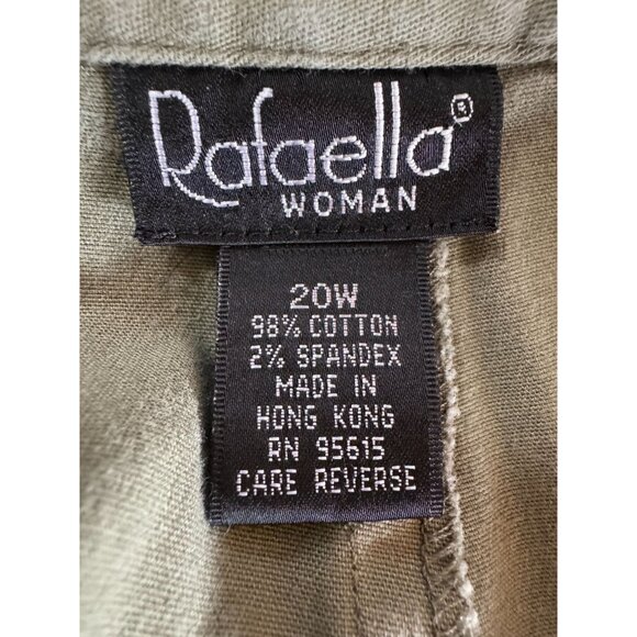 Rafaella Woman Olive Green Cotton/Spandex Pants 20W Elastic Waist - Picture 3 of 16